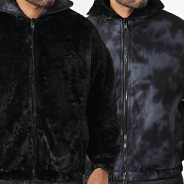 Uniplay - Chaqueta de piel sintética con capucha reversible 037 Negro Gris Antracita