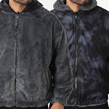 Uniplay - Chaqueta de piel sintética con capucha y cremallera reversible 037 Gris Antracita