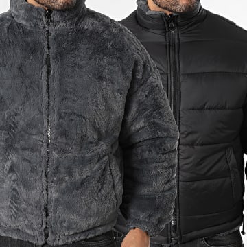 Uniplay - Chaqueta con cremallera de piel reversible 035 Gris Antracita