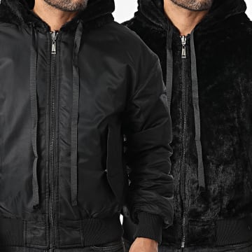 Uniplay - Chaqueta de piel sintética con capucha reversible 002 Negro