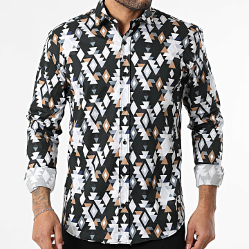 Classic Series - Camisa de Mangas Largas 001 Negro Gris Camel