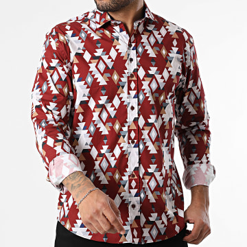 Classic Series - Camisa Manga Longa 001 Bordô Branco Cinza Camelo