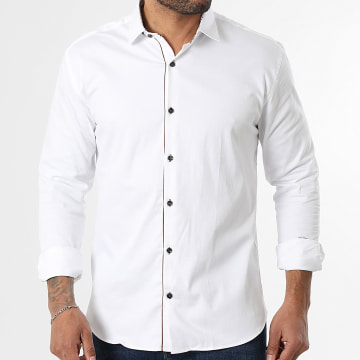 Classic Series - Chemise Manches Longues 061 Blanc Bleu Marine