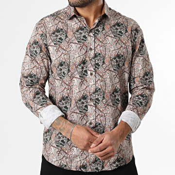 Classic Series - Chemise Manches Longues 001 Beige Vert Foncé