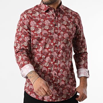 Classic Series - Chemise Manches Longues 001 Bordeaux Beige