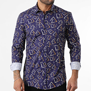 Classic Series - Chemise Manches Longues 001 Bleu Marine Beige