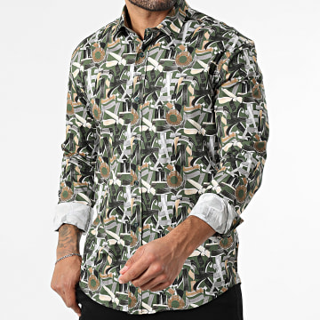 Classic Series - Chemise Manches Longues 001 Vert Beige Gris Noir