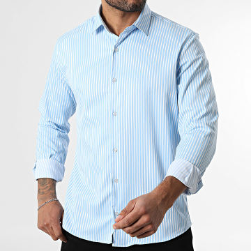 Classic Series - Chemise Manches Longues A Rayures 021 Bleu Clair Blanc