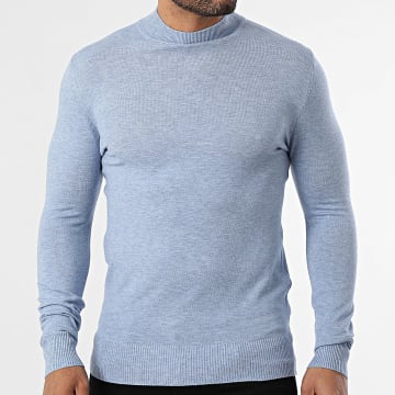 Classic Series - Pull Col Cheminée 665 Bleu Clair Chiné