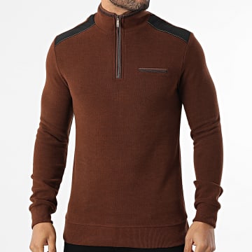 Classic Series - Pull Col Zippé K33 Marron