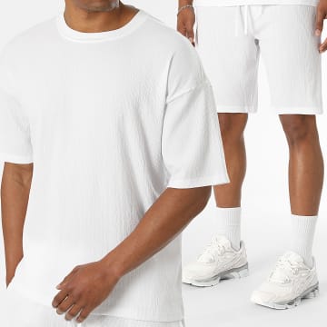 LBO - Conjunto Camiseta Y Pantalón Corto Texturizado Crepé 0734 Blanco