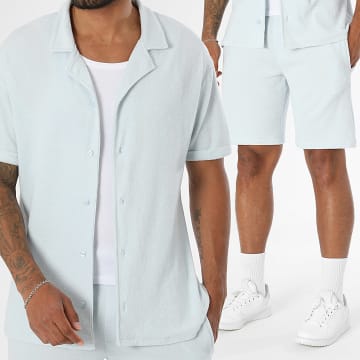 Classic Series - Completo Camicia Maniche Corte E Pantaloncino Texturizzato Spugna 0740 Sky