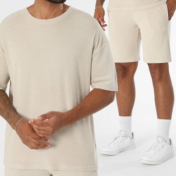 LBO - Completo T-Shirt E Pantaloncino Texturizzato Spugna 0742 Beige