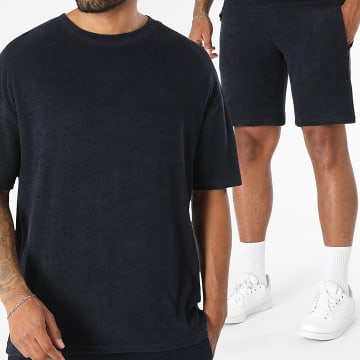 LBO - Ensemble Tee Shirt Et Short Texturé Eponge 0743 Navy