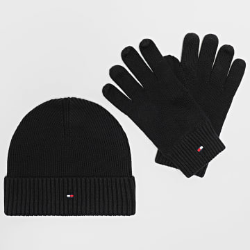 Tommy Hilfiger - Lot Bonnet Et Gants Flag 3806 Noir