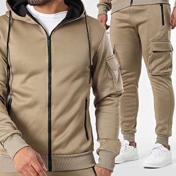 MTX - Set Daunenjacke mit Kapuze und Cargo Hose 086 Dunkelbeige