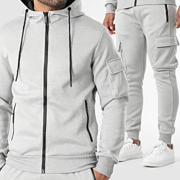 MTX - Ensemble Veste Capuche Zippée Et Pantalon Cargo 086 Gris Chiné