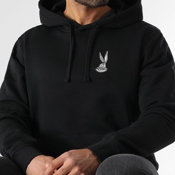 Looney Tunes - Sweat Capuche Patch Brodé Bugs Bunny Front Noir