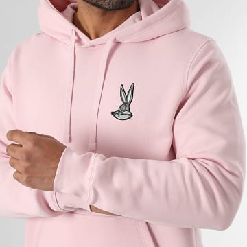 Looney Tunes - Sudadera con Capucha Parche Bugs Bunny Bordado Delantero Rosa