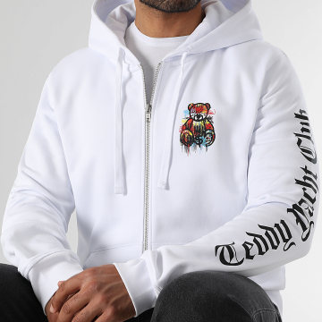 Teddy Yacht Club - Sweat Zippé Capuche Essentials Art Series Dripping Blanc