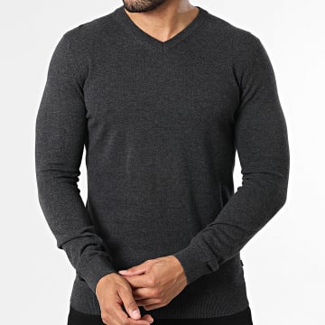 Tiffosi - Maglia Col V Boston 10041566 Grigio Antracite Melangiato