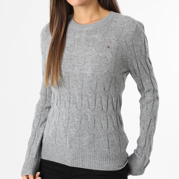 Tommy Hilfiger - Pull Femme Soft Wool Cable 3586 Gris