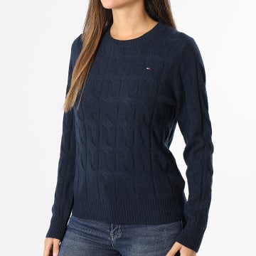 Tommy Hilfiger - Pull Femme Soft Wool Cable 3586 Bleu Marine