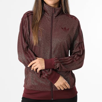 Adidas Originals - Chaqueta Zippée A Bandas Mujer Lurex KS7788 Burdeos Dorado