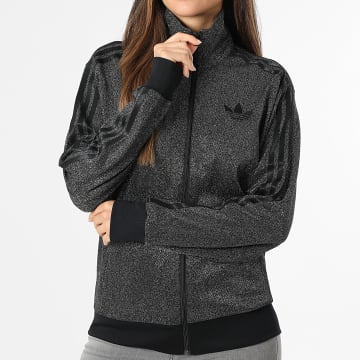 Adidas Originals - Veste Zippée A Bandes Femme Lurex KS7789 Noir Argenté