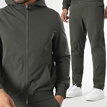 Frilivin - Ensemble Veste Capuche Zippée Et Pantalon Jogging Vert Kaki