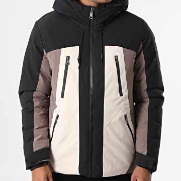 Frilivin - Piumino con cappuccio 857 Nero Taupe Beige