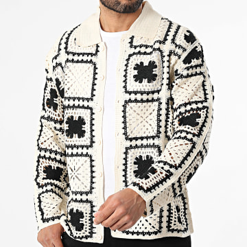 Frilivin - Camisa de Manga Larga Ajourée 907 Beige Claro Negro