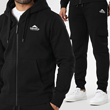 Helvetica - Set Hoodie mit Reißverschluss und Cargo-Hose Cody Schwarz
