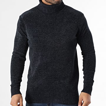 KZR - Jersey de cuello alto 021 Azul Marino Jaspeado