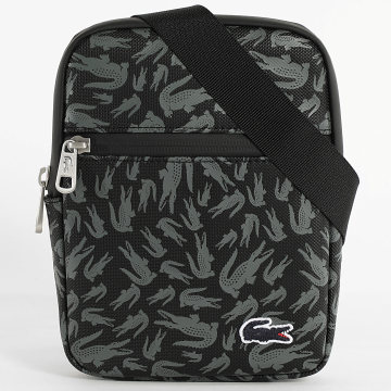 Lacoste - Sacoche Logo Brodé Crocodile Noir Gris Anthracite