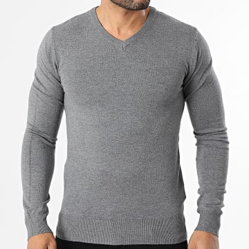 MTX - Pull Col V 722 Gris Anthracite Chiné