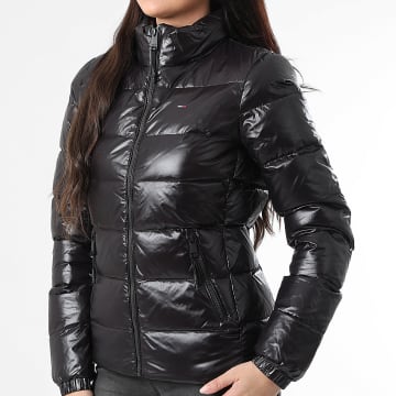 Tommy Jeans - Plumífero Mujer Slim Zip Print Down 1618 Negro