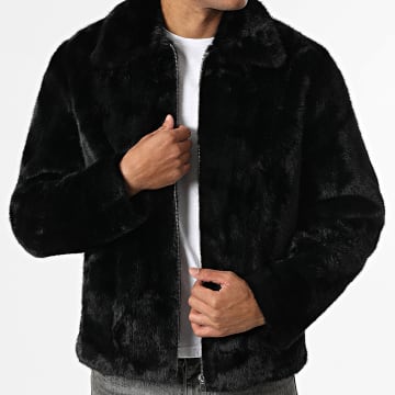 Frilivin - Chaqueta de piel sintética con cremallera L59 negro