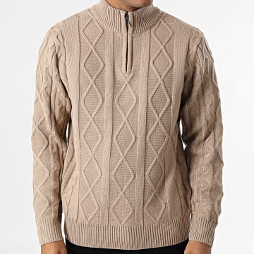 Frilivin - Jersey con cuello alto y cremallera 586 beige