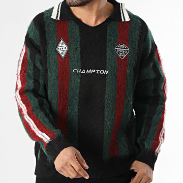 Frilivin - Jersey Cuello V A Rayas 496 Negro Verde Rojo