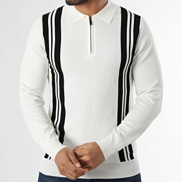 Frilivin - Jersey Cuello Zippé 649 Beige Claro Negro