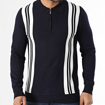 Frilivin - Jersey Cuello Zippé 649 Marino Blanco