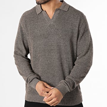 Frilivin - Jersey Cuello V 295 Camel Jaspeado