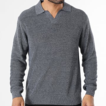 Frilivin - Jersey Cuello V 295 Azul Marino Jaspeado