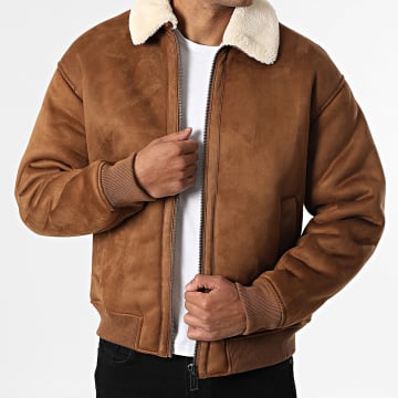 Jack And Jones - Bomberjacke aus Suede mit Schafskragen Luke Camel