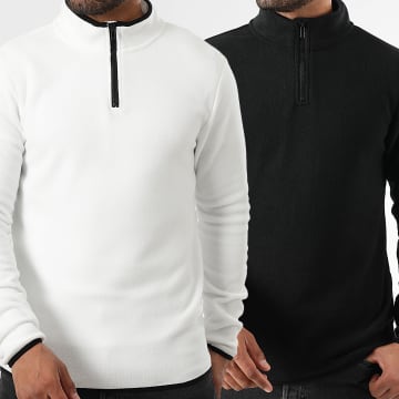 LBO - Lot De 2 Sweats Zippé Polaire 0001 0003 Blanc Noir