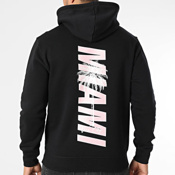 Luxury Lovers - Felpa con Cappuccio Miami Palm Nero Rosa