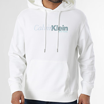 Calvin Klein - Sudadera con Capucha Terry Cursive Graphic 241G Blanco
