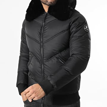 Classic Series - Plumífero con cuello de piel triple negro