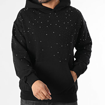 Riches Paris - Felpa con Cappuccio A Strass 902 Nero